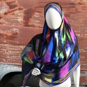 Turkish Oblong Shawl 78 x 26 inch Fashion Scarf Transition Blue